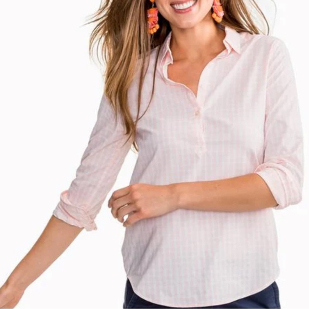 Southern Tide Plaid Pink Popover size Medium